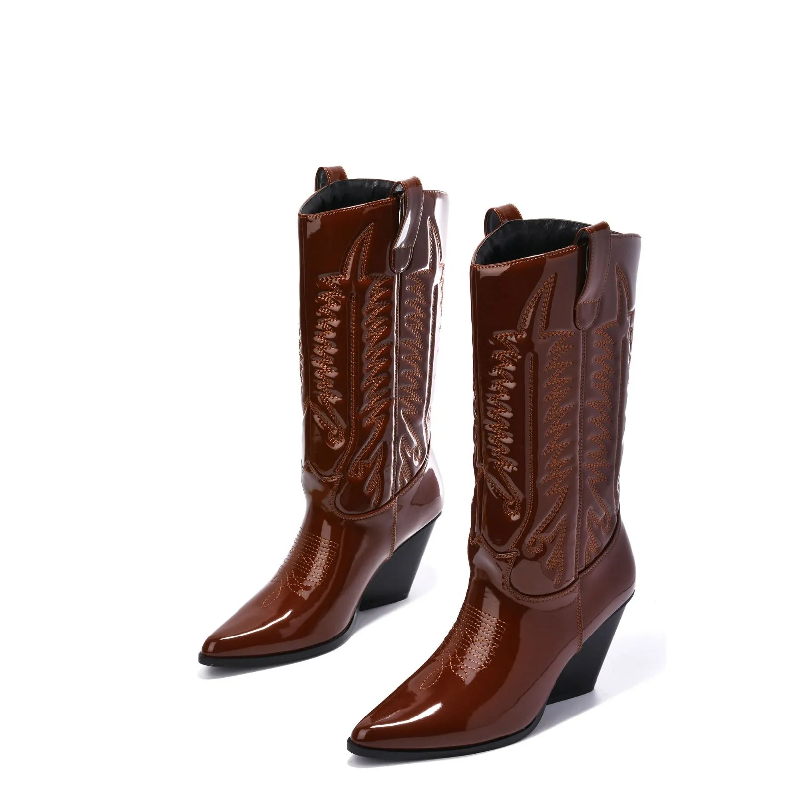 Cape Robbin SOUTHERN BELLE Cowgirl Mid Calf Pointy Toe Boots BROWN (8.5, BROWN)