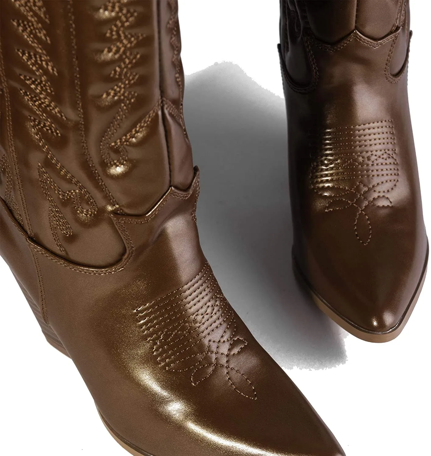 Cape Robbin SOUTHERN BELLE Cowgirl Mid Calf Pointy Toe Boots BROWN (8.5, BROWN)