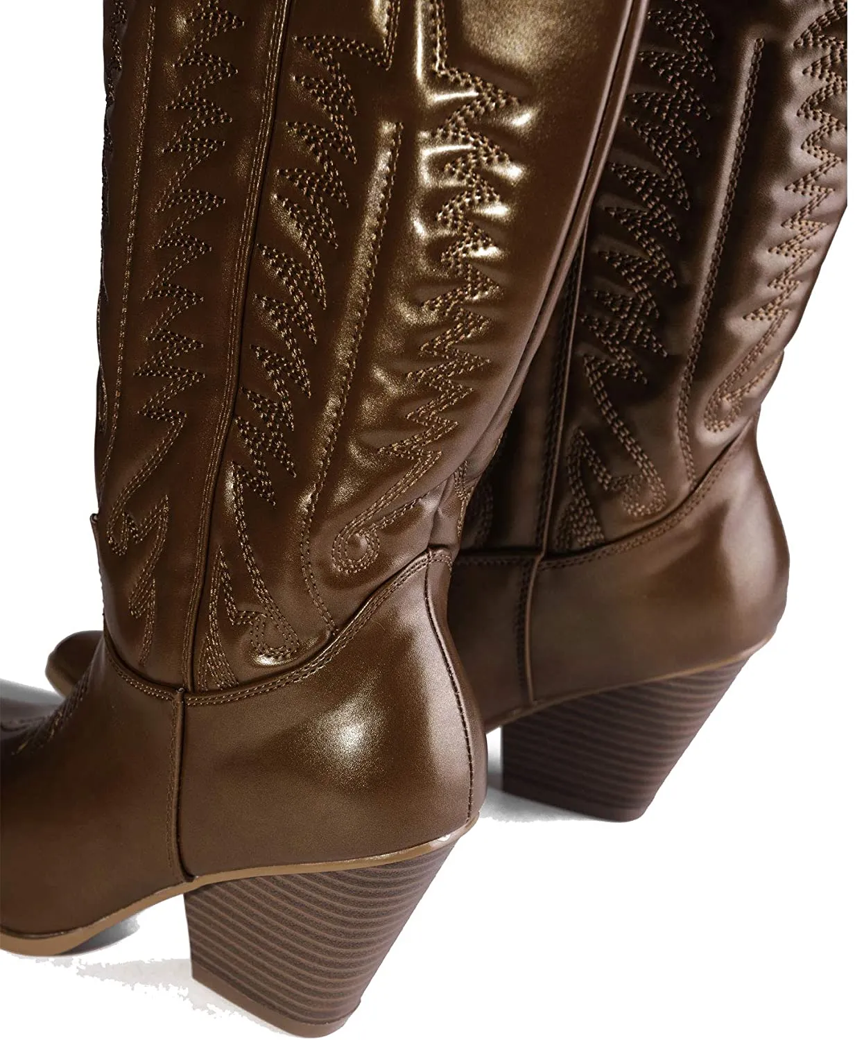 Cape Robbin SOUTHERN BELLE Cowgirl Mid Calf Pointy Toe Boots BROWN (8.5, BROWN)