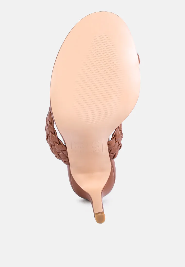 high perks woven strap high heels