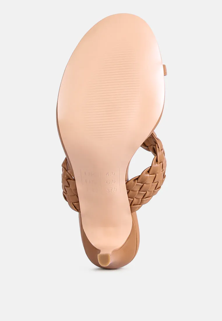 high perks woven strap high heels