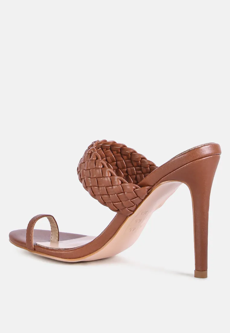 high perks woven strap high heels
