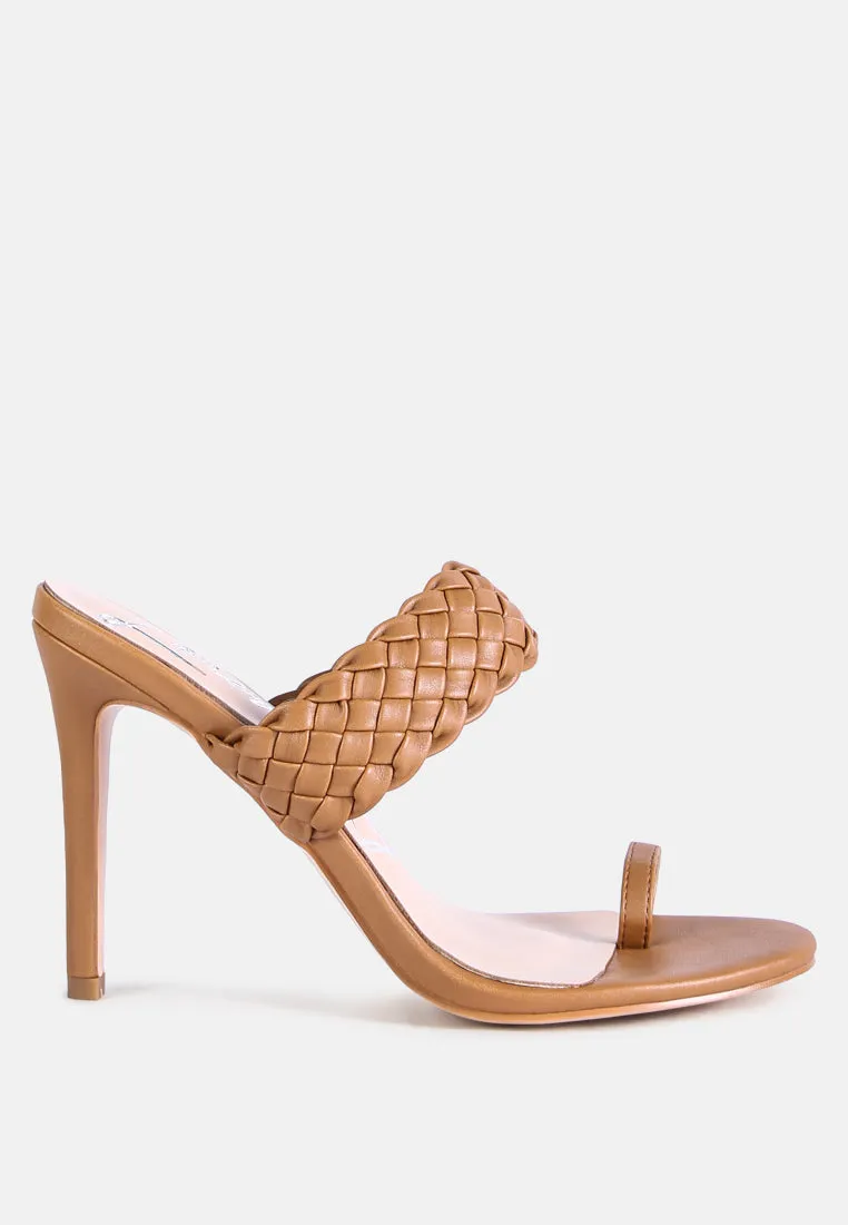 high perks woven strap high heels