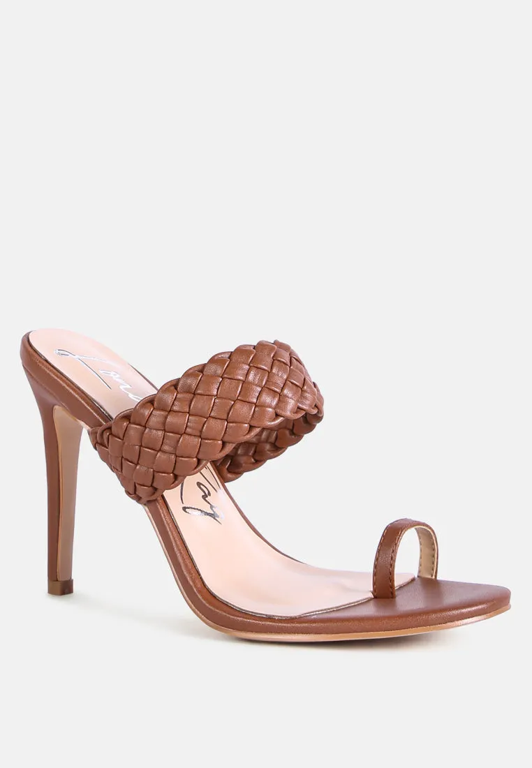 high perks woven strap high heels