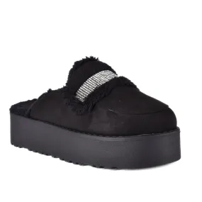 Leather Slip On Fur Loafers