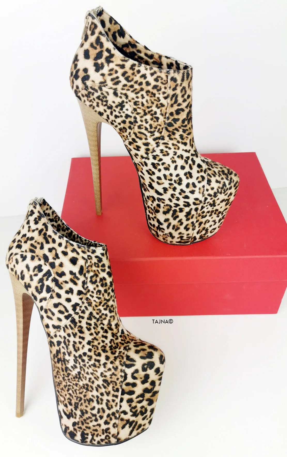 Leopard Touch Ankle Heel Booties