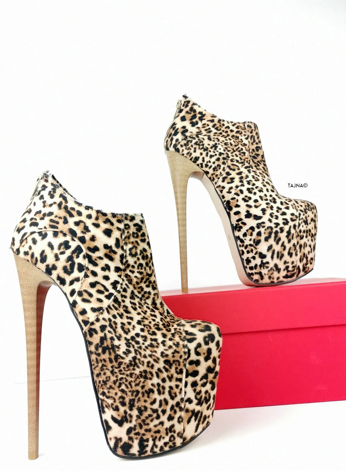 Leopard Touch Ankle Heel Booties