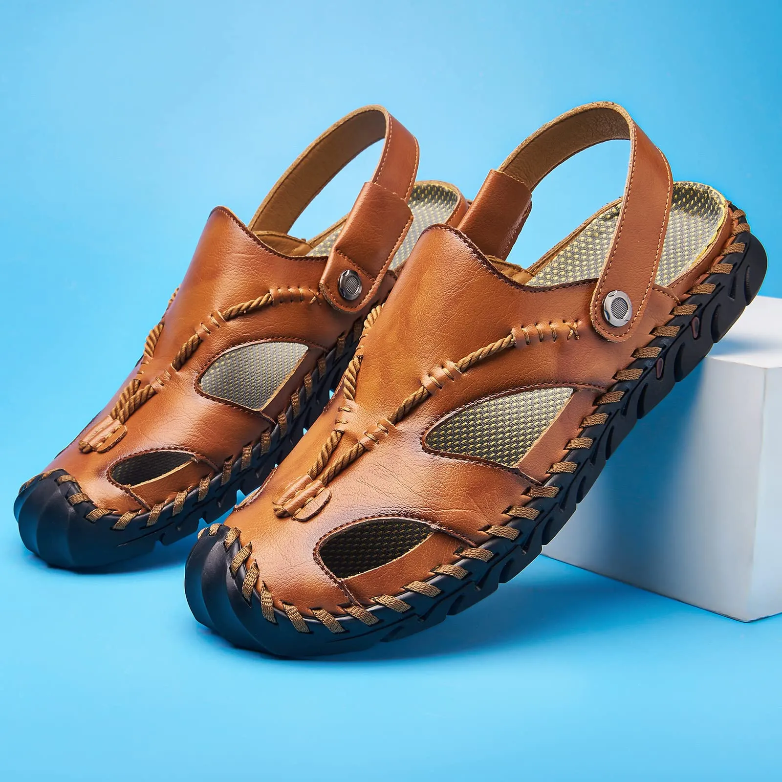Men's Roped Camel Leather Outdoor Stylish Summer Sandals
