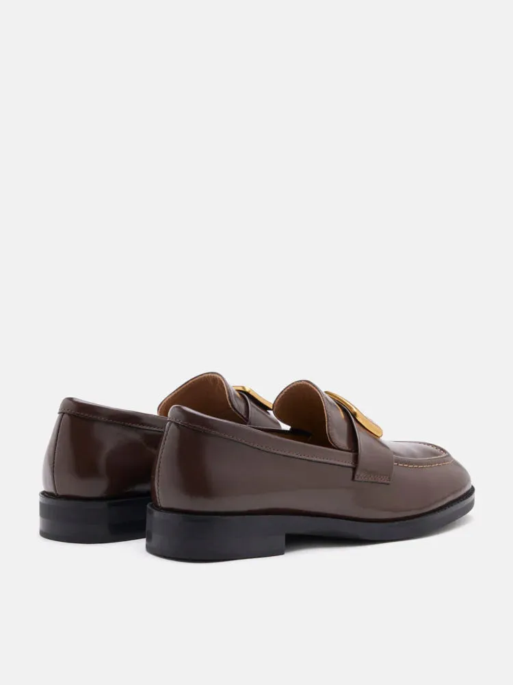 Nadine Gold Buckle Square Toe Loafers