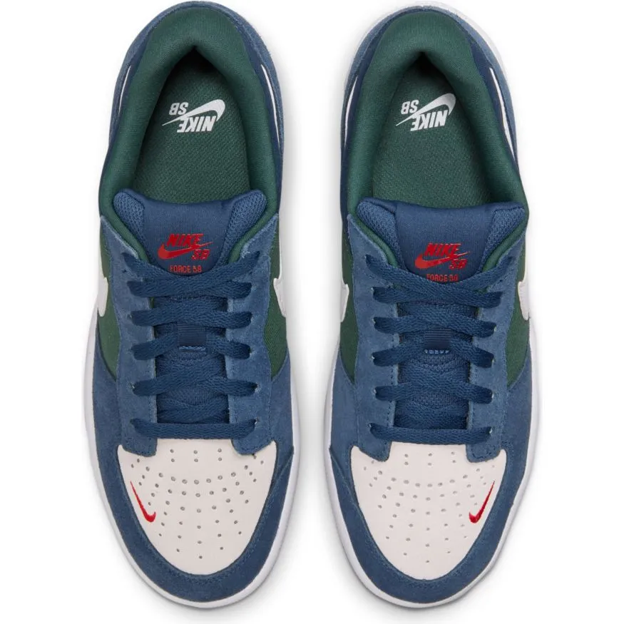 Nike SB Force 58 Skateboard Shoe - Navy/Summit White-Noble Green-White