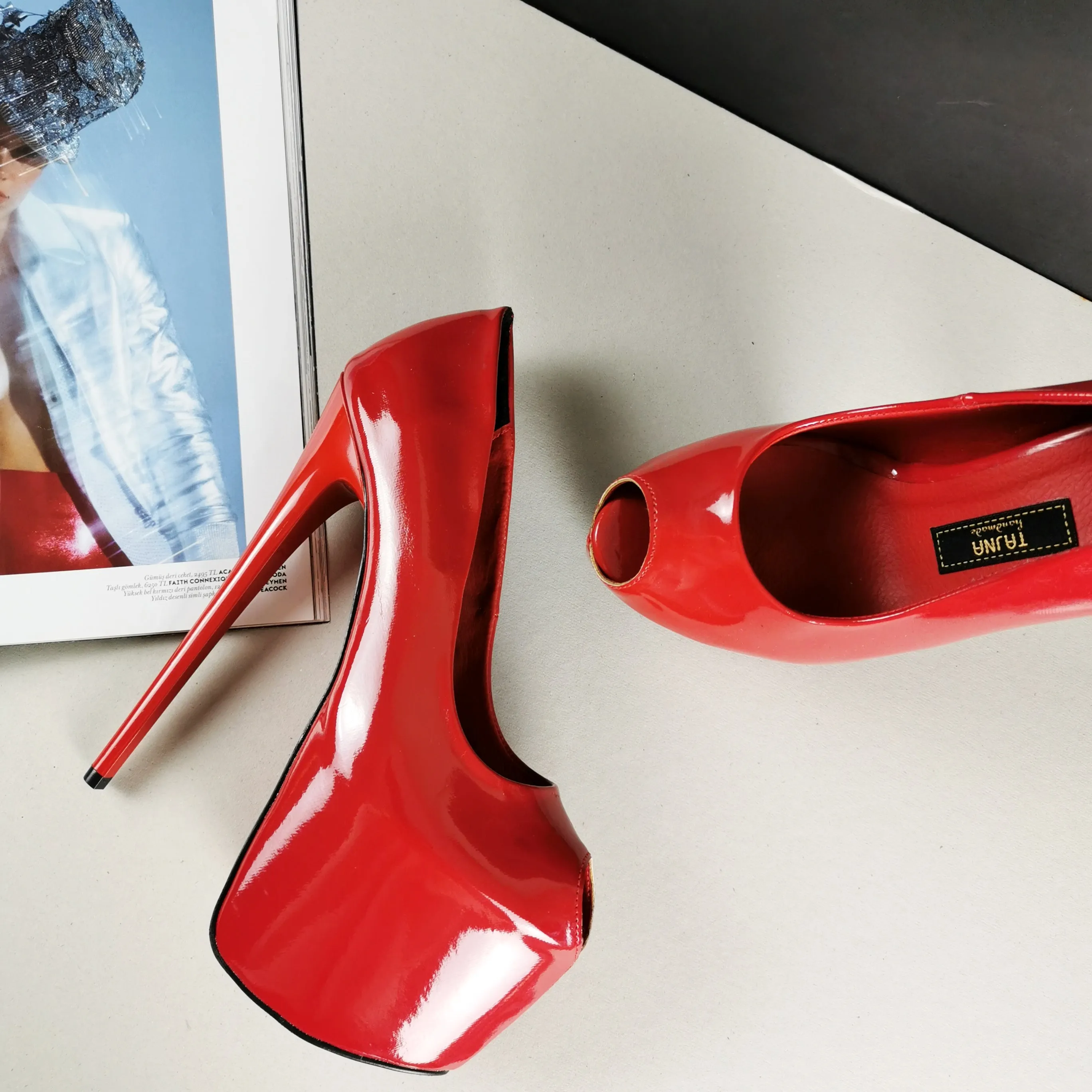 Red Patent Fishmouth High Heels