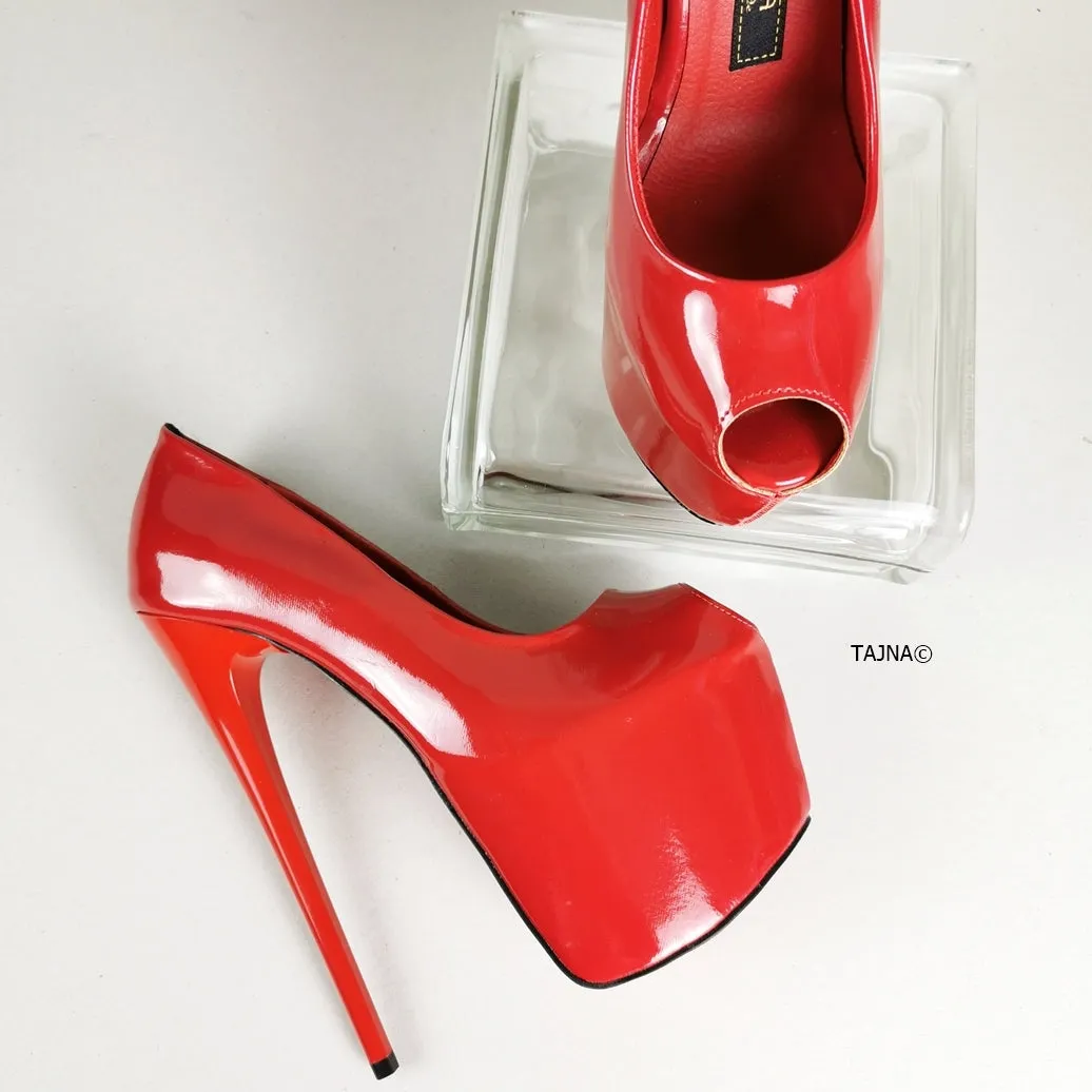 Red Patent Fishmouth High Heels