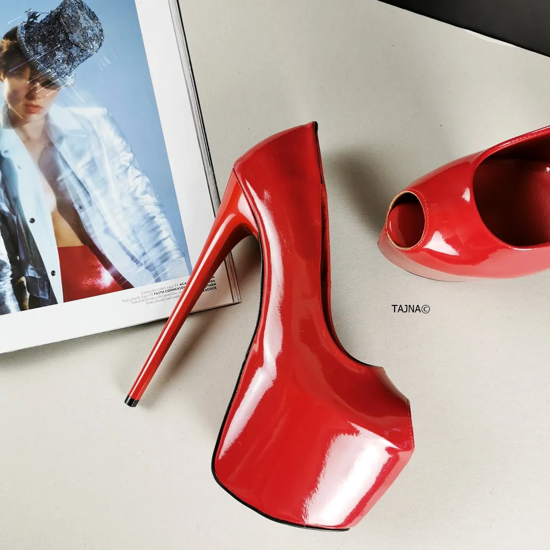 Red Patent Fishmouth High Heels