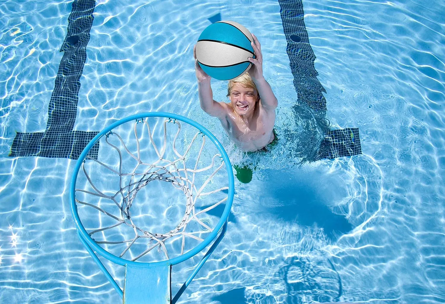 Regulation Size 9'' Swimming Pool Basketball, Waterproof, Blue (Size 6), for Ages 12 , 1 Piece