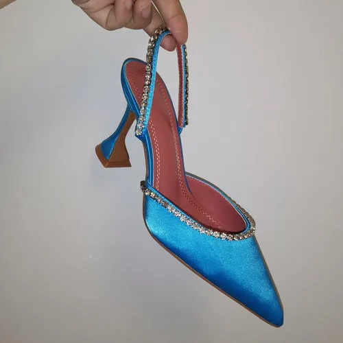 Rhinestones satin Pointed toe