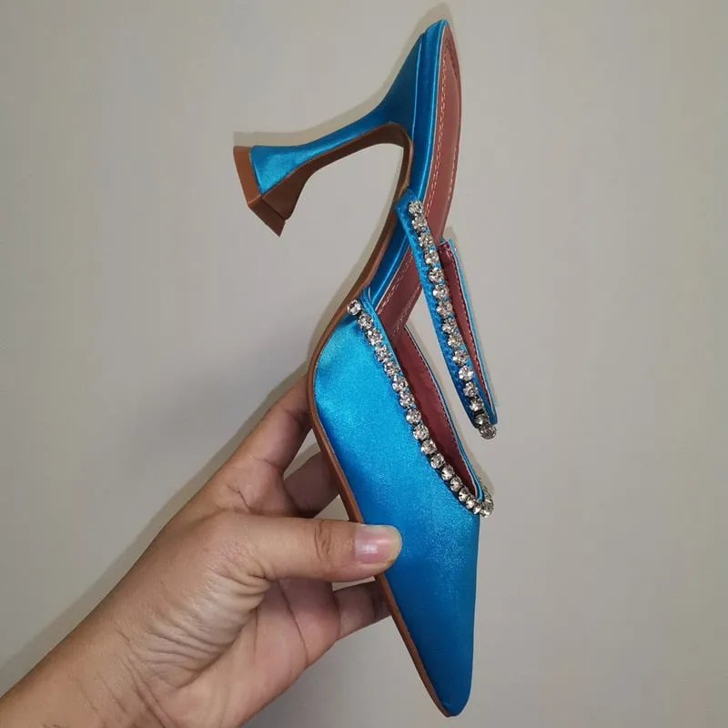 Rhinestones satin Pointed toe