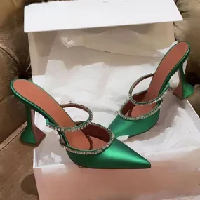 Rhinestones satin Pointed toe