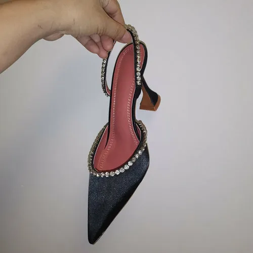 Rhinestones satin Pointed toe