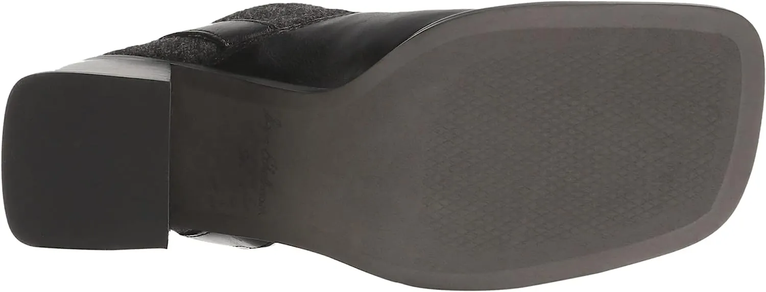 Sam Edelman Marci Black/Dark Grey Buckle Strap Wooven Ankle Fabric Heel Boots