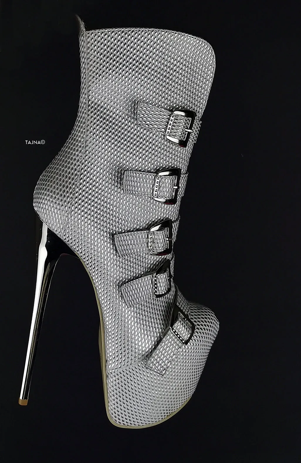 Silver Metallic  Multi Belted Platform Boots