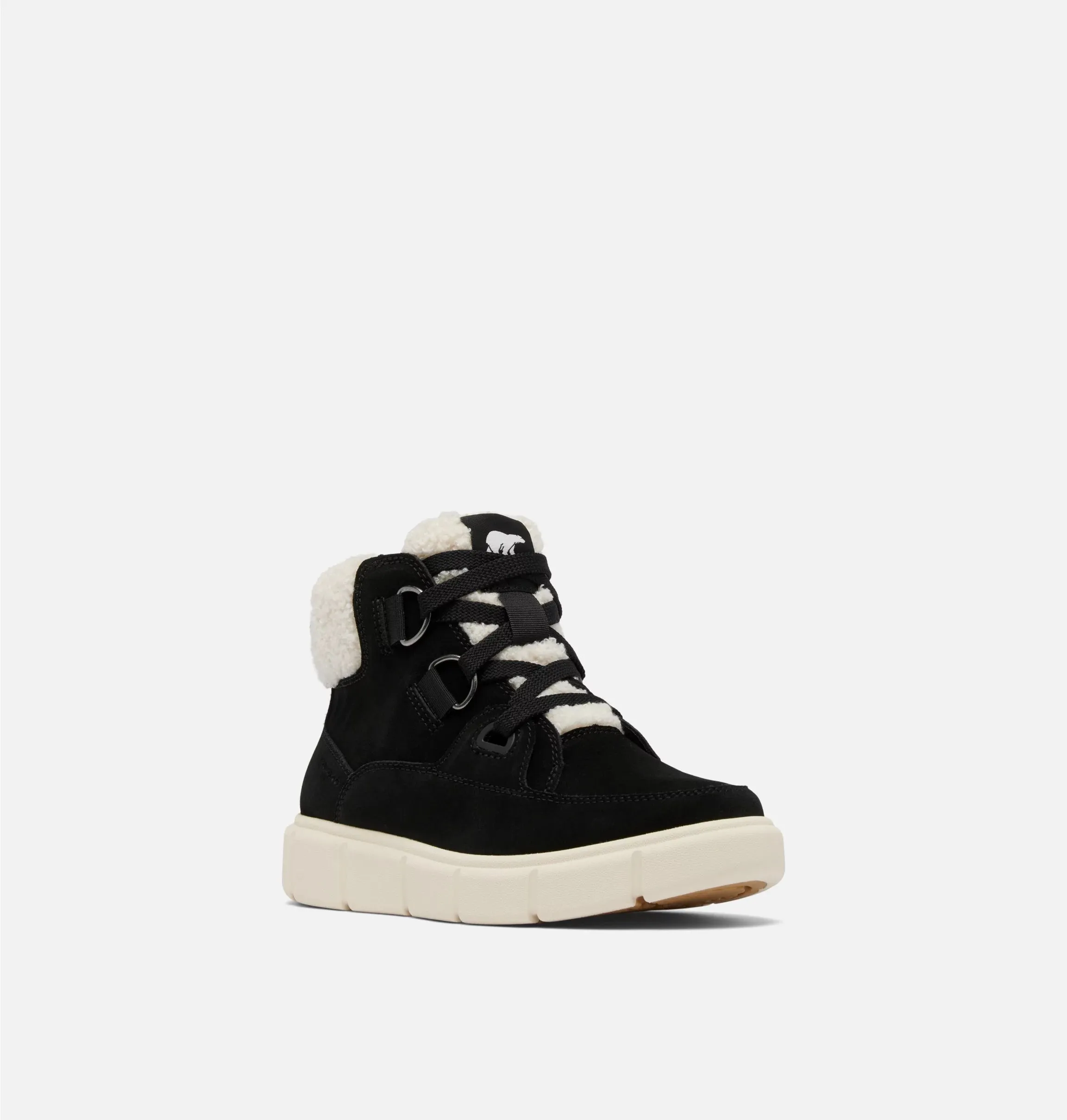 Sorel Women's Sorel Explorer III NW Lace Waterproof Lace-Up Boots-Black, Sea Salt