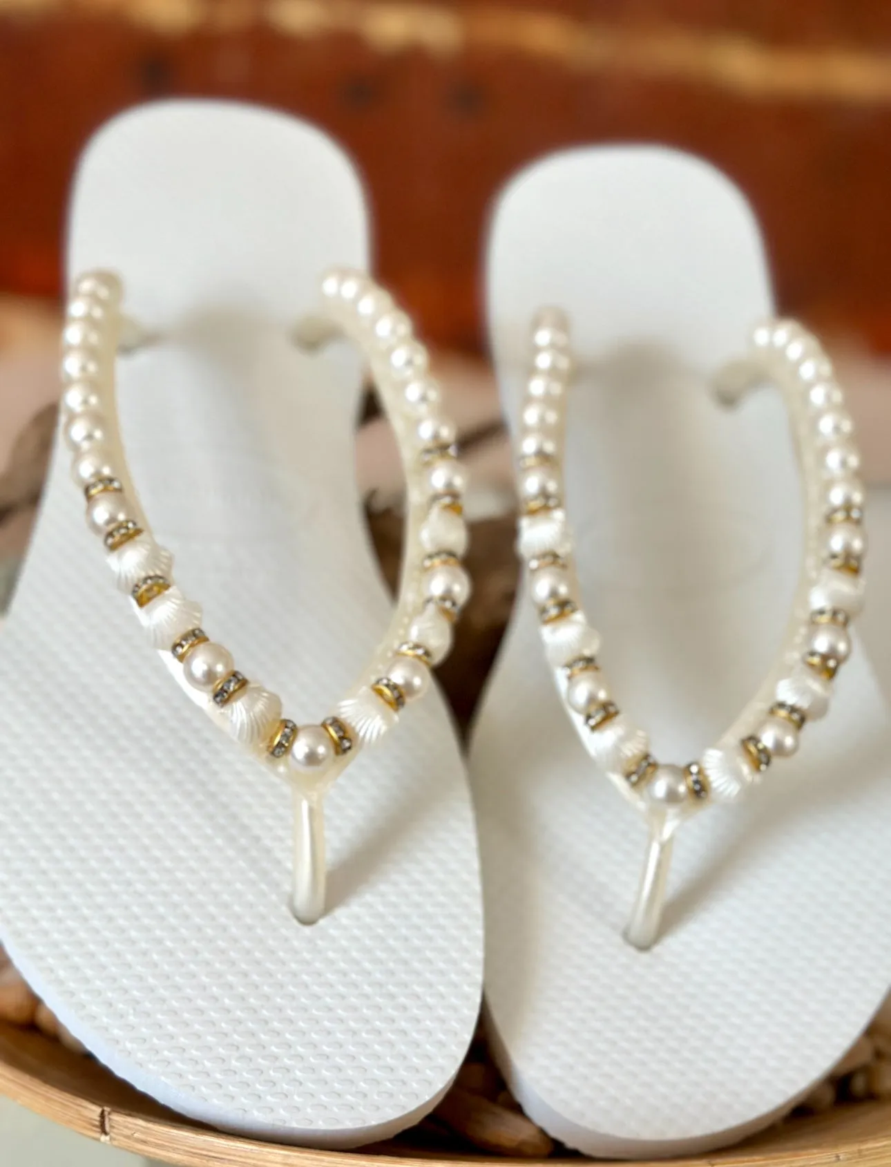 Stylish Handmade Pearls Flip flops for Bridesmaids