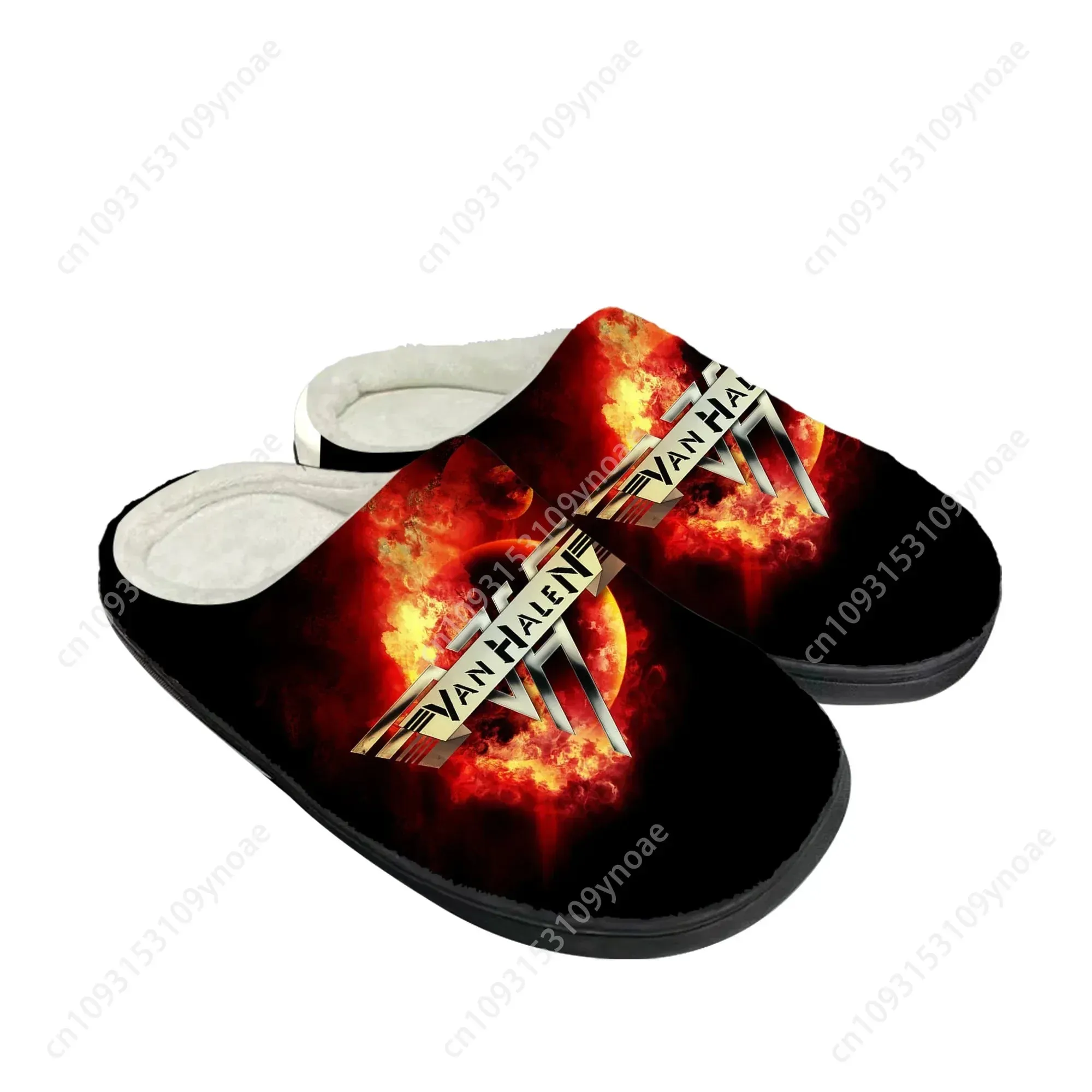 Van EVH 5150 Stripes Rock Band Plush Slippers – Thermal Winter Sandals for Men and Women, Indoor Cotton Comfort, Keep Warm in Style