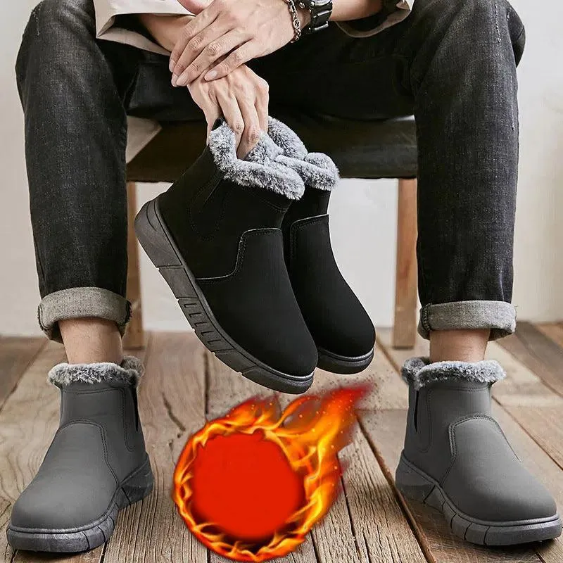 Winter Snow Boots Men Cutout Shoes