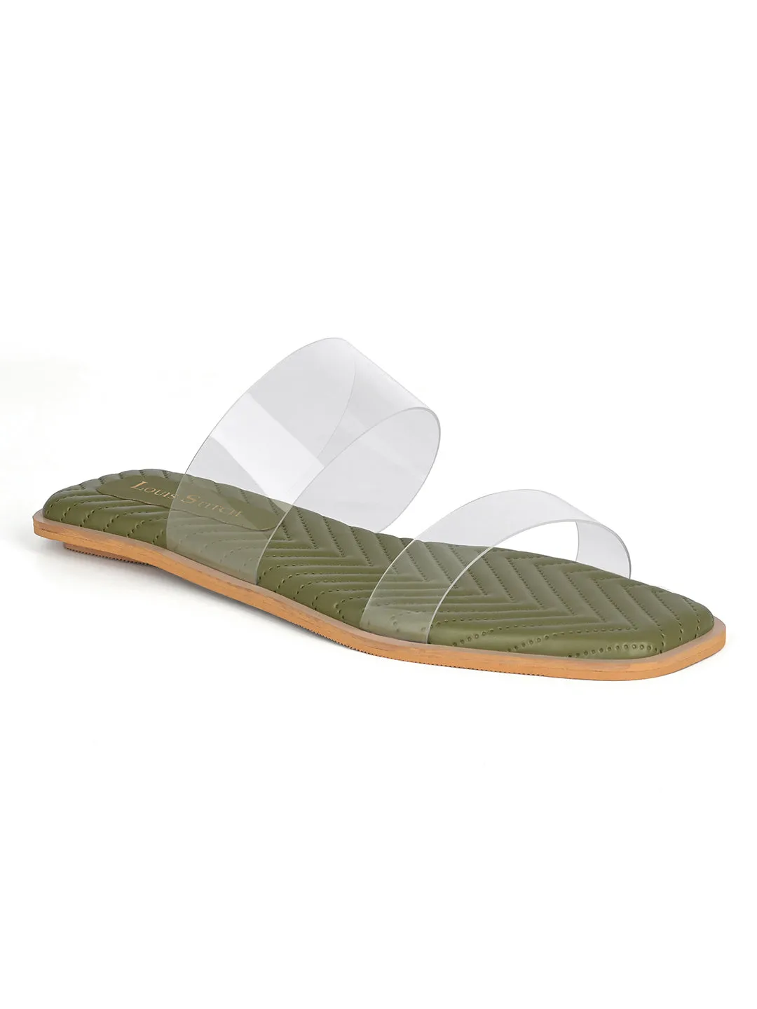Women's Silicon Strap Green Open Toe Stylish Slip-On Sandals