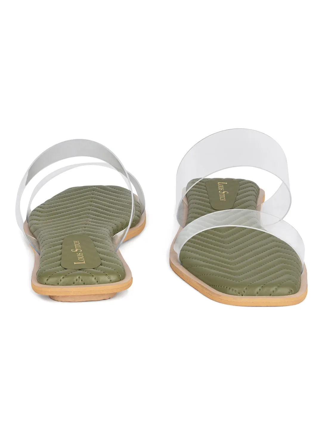 Women's Silicon Strap Green Open Toe Stylish Slip-On Sandals