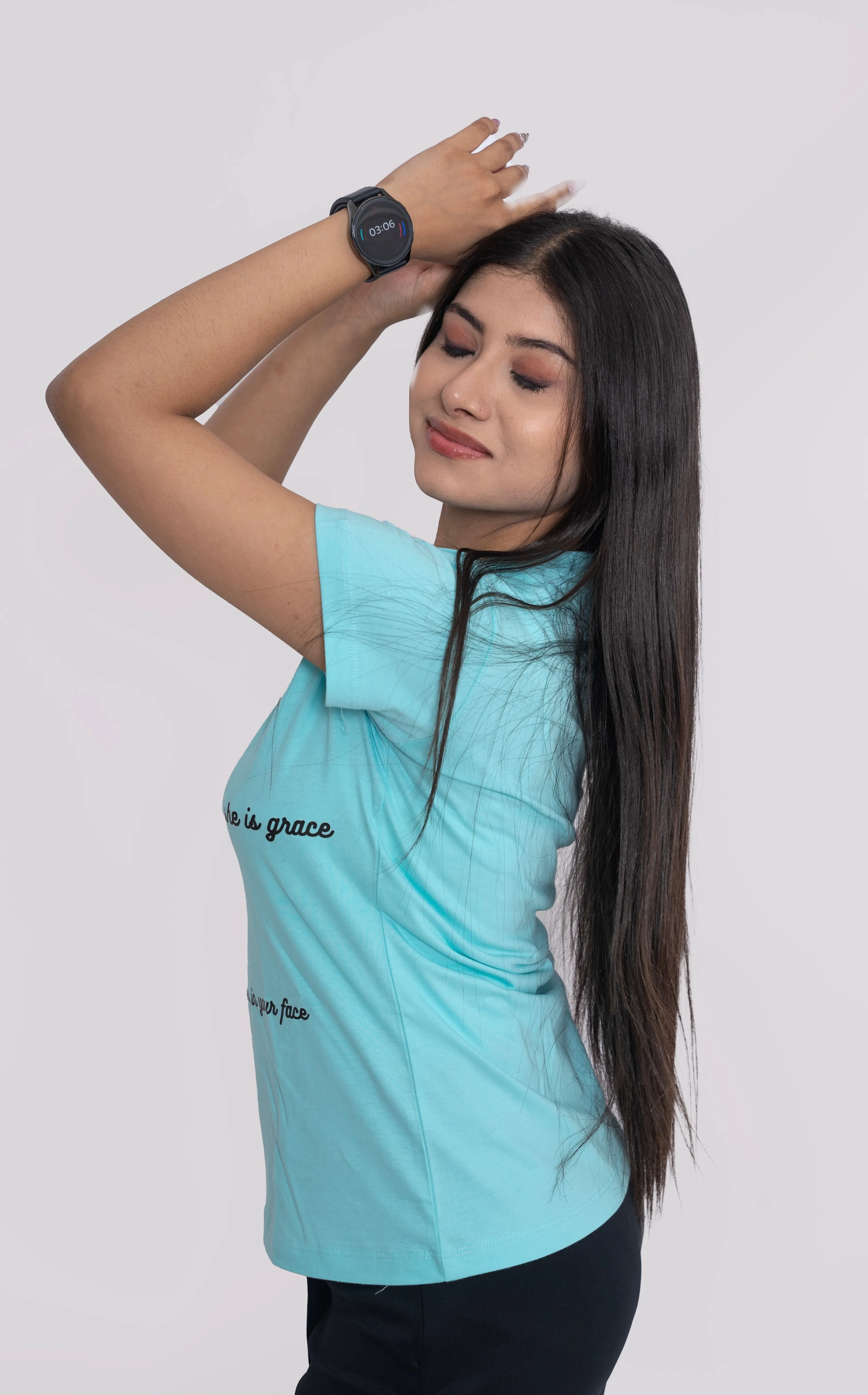 Women's Sky Blue PowerPuff Graphic Printed Classic Fit Tshirt