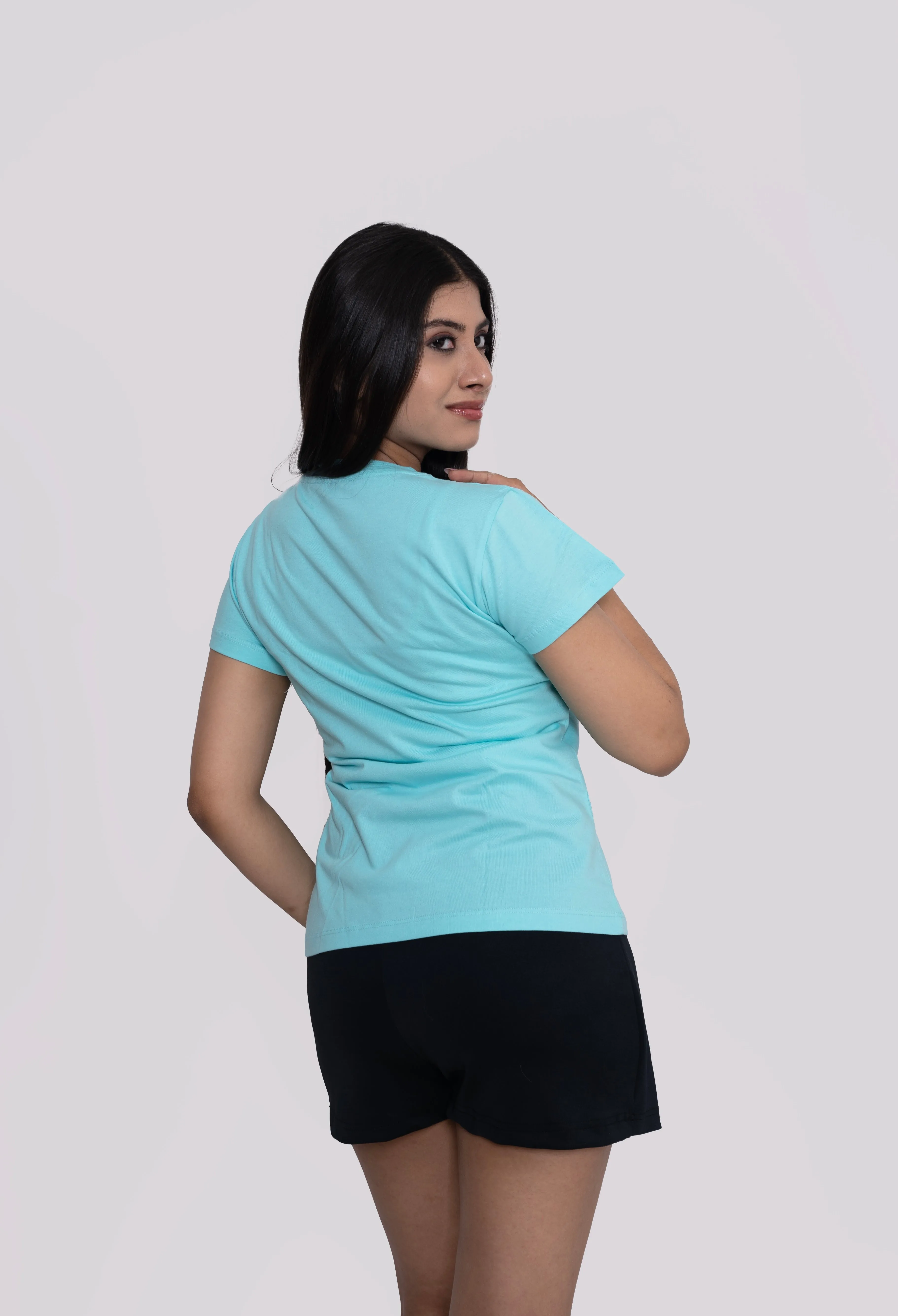 Women's Sky Blue PowerPuff Graphic Printed Classic Fit Tshirt