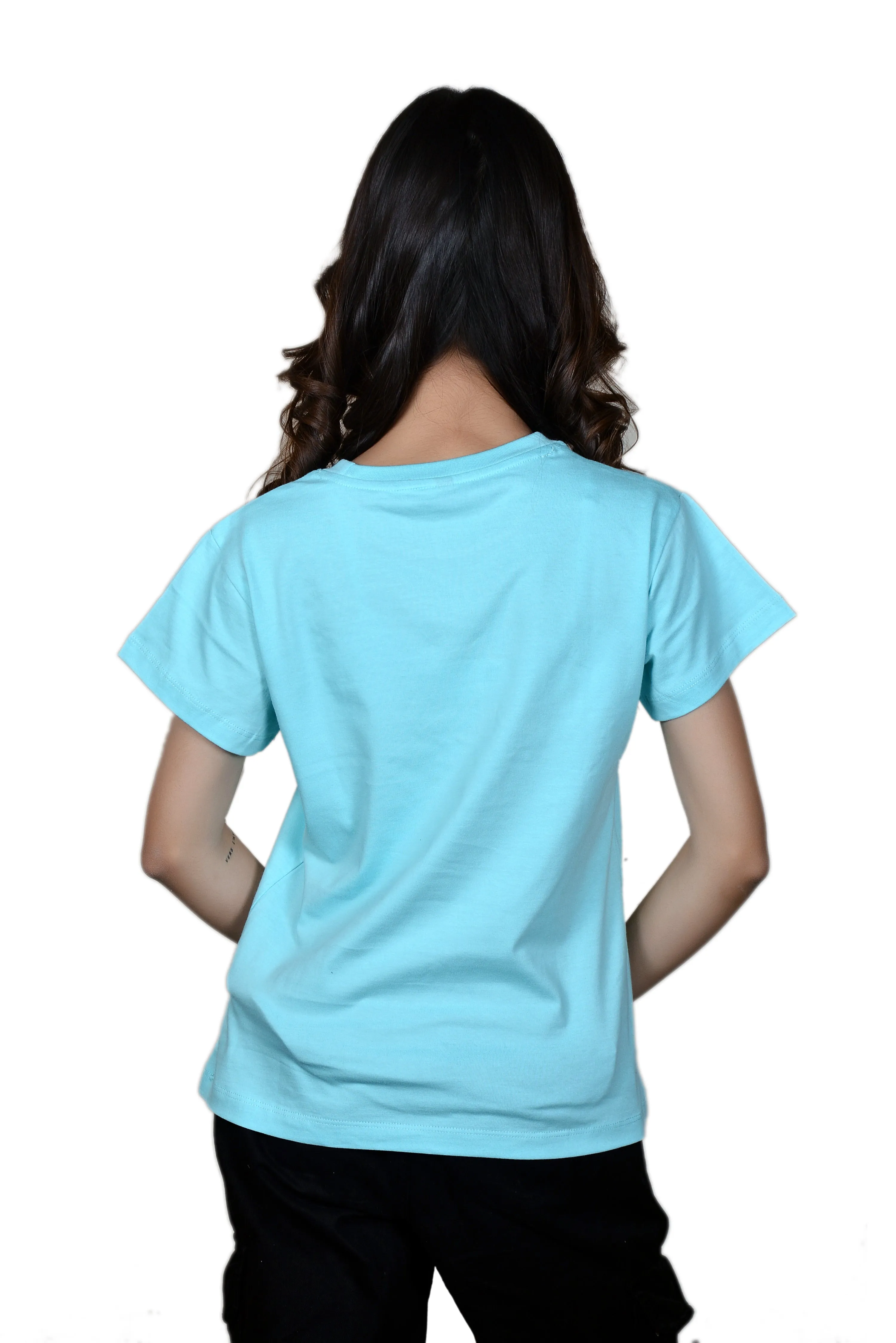Women's Sky Blue WUT Graphic Printed Classic Fit Tshirt